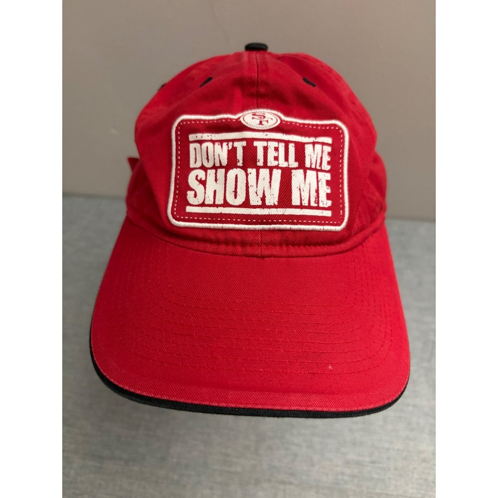 Reebok Hat Mens OSFM Red San Francisco 49ers Don't Tell Me Show Me Strapback